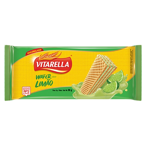 Biscoito Wafer Recheio Limão Vitarella Pacote 80g