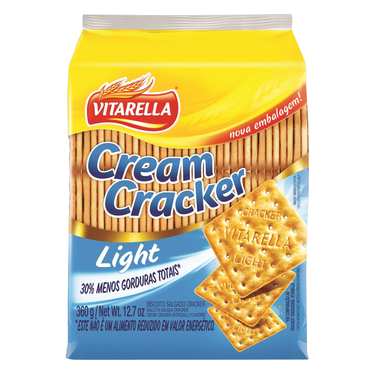Biscoito Cream Cracker Light Vitarella Pacote 315g