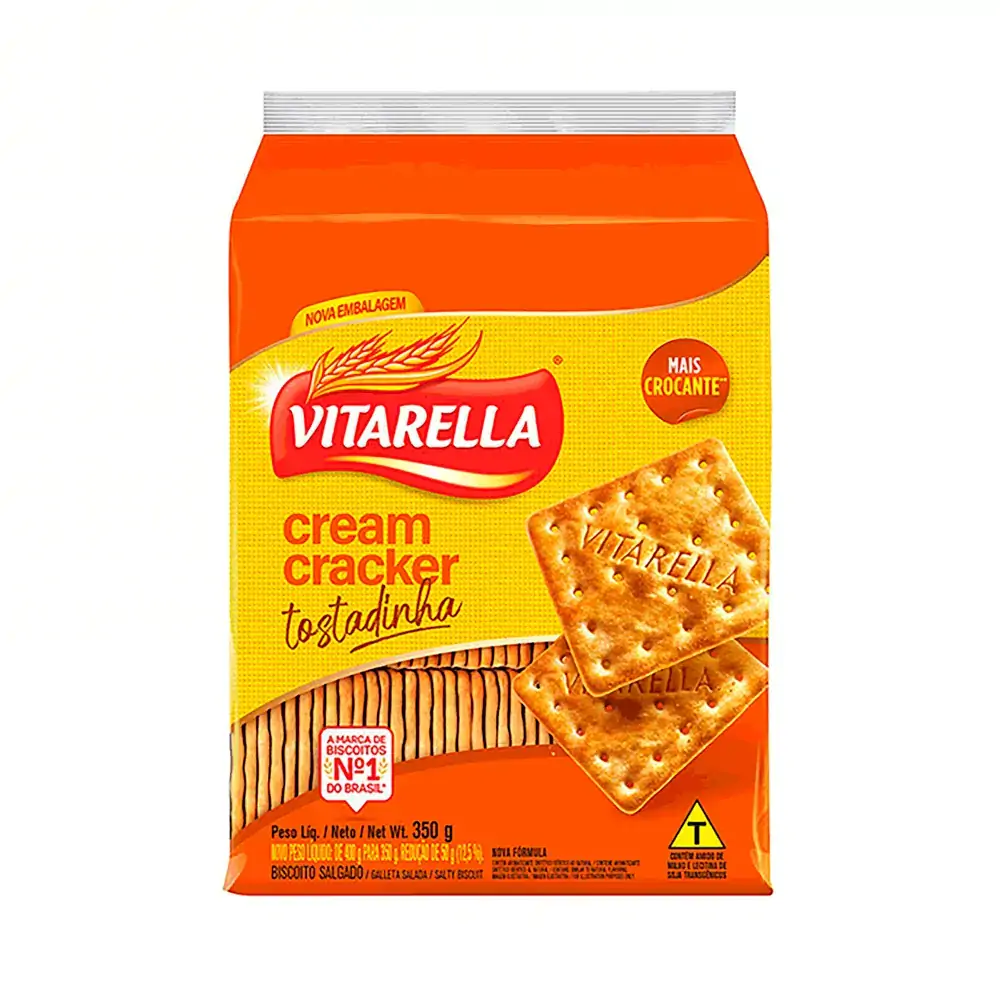 Biscoito Cream Cracker Tostadinha Vitarella Pacote 350g
