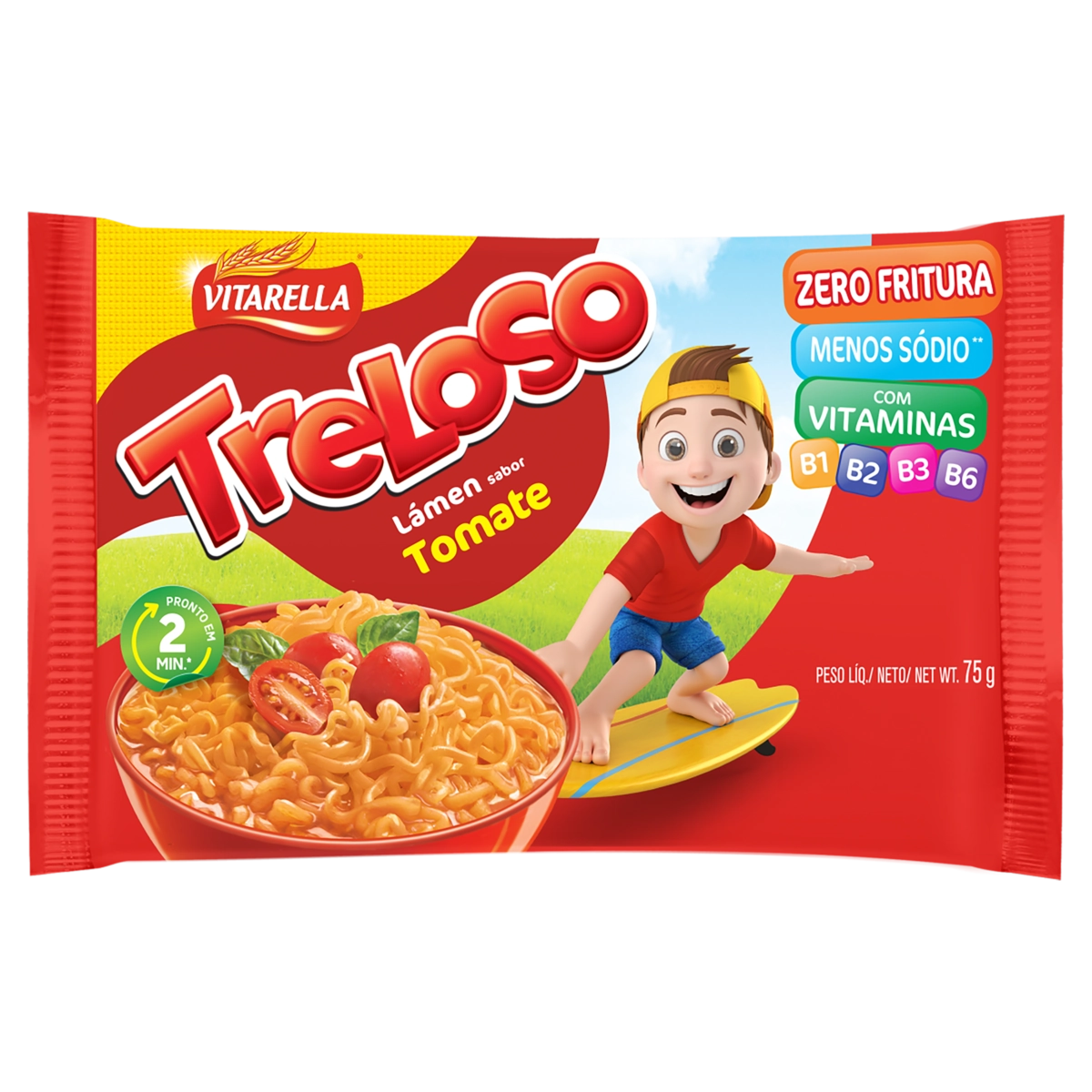 Macarrão Instantâneo Lámen Tomate Vitarella Treloso Pacote 75g