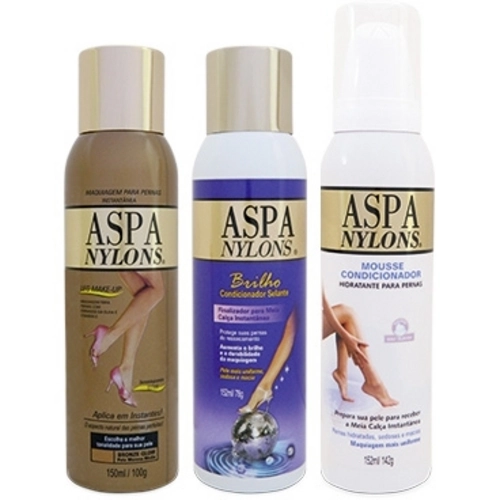 Aspa Nylons Kit Contendo Mousse Condic Leg Make Up Brilho Selante Light Glow Pele Clara