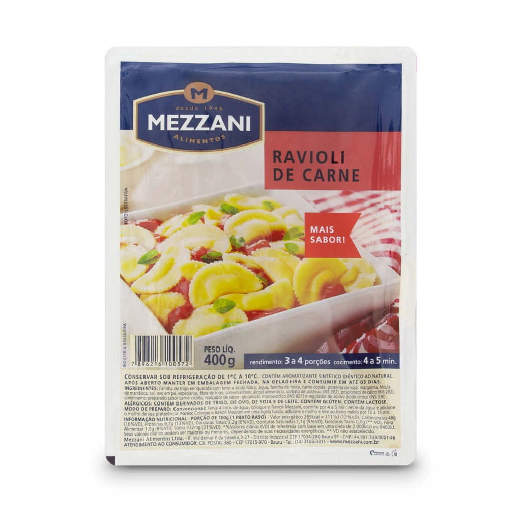 Ravioli Mezzani 400gr Carne