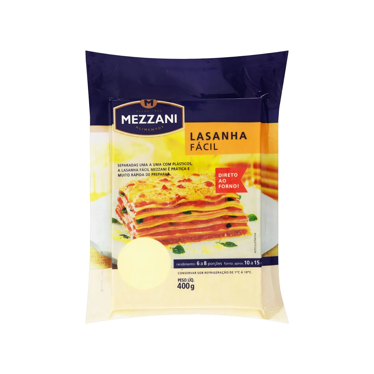 Massa Para Lasanha Mezzani Pacote 400g