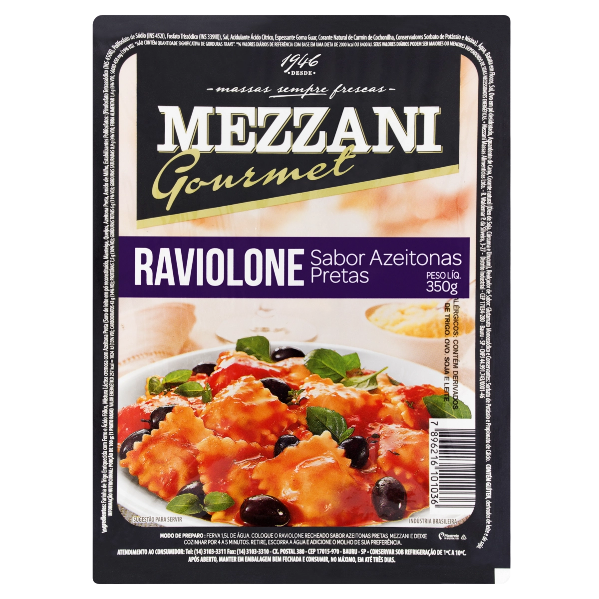 Ravioloni De Azeitonas Pretas Mezzani Gourmet Bandeja 350g