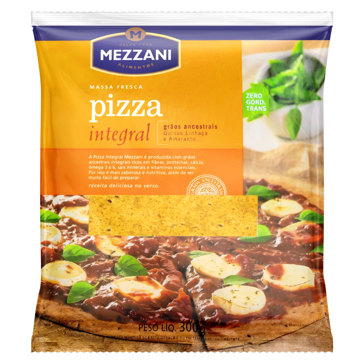 Massa Para Pizza Integral Mezzani Pacote 300g