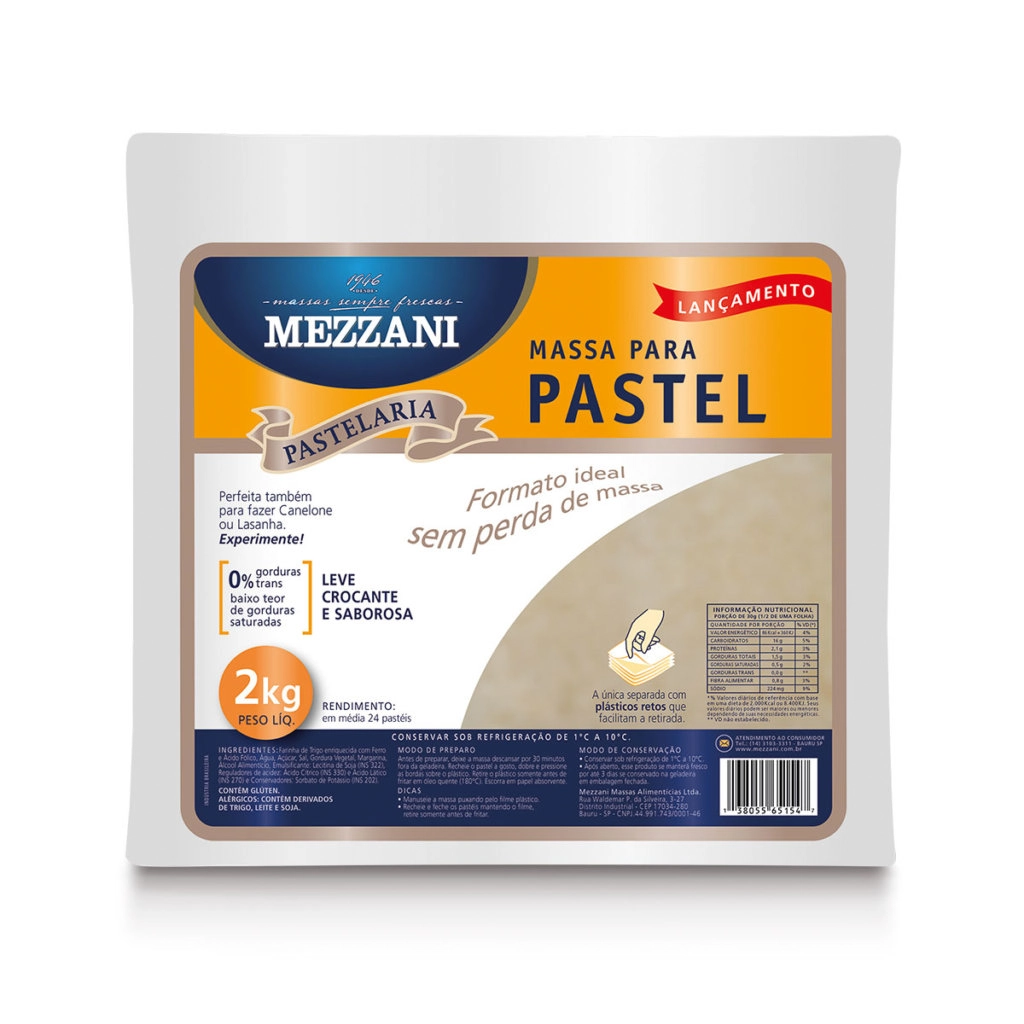 Massa P/pastel Mezzani 2kg Quadrada