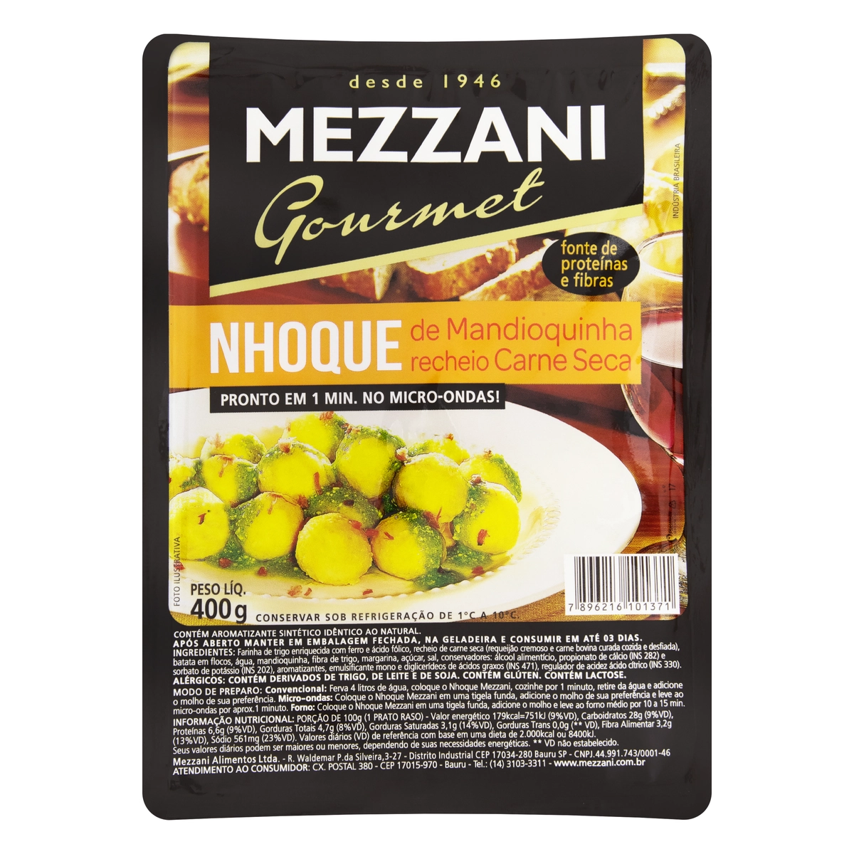 Nhoque com Recheio de Carne Seca MEZZANI Gourmet 400g