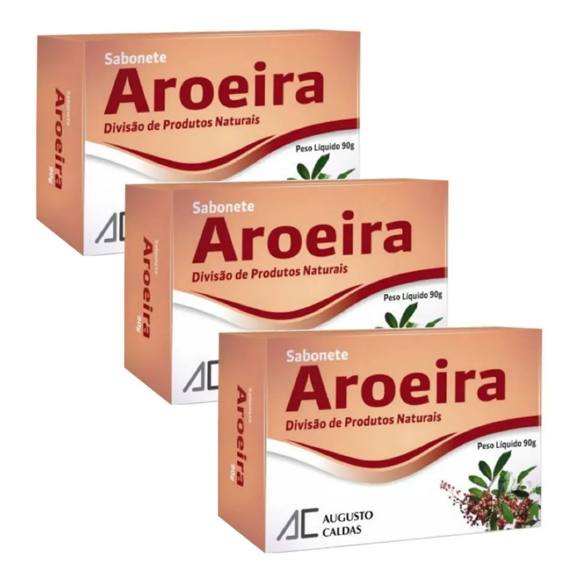 Pack Sabonete Barra Aroeira Augusto Caldas Caixa 3 Unidades 90g Cada