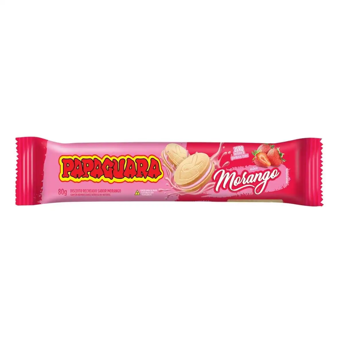 Biscoito Recheio Morango Papaguara 80 g