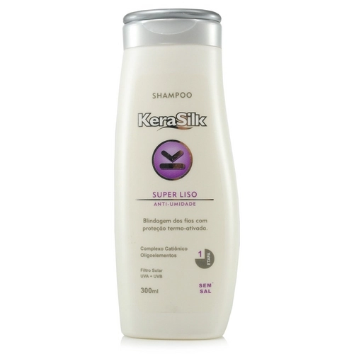 Kerasilk Super Liso Shampoo Anti Umidade Proteção Termoativada Com Filtro Solar Sem Sal