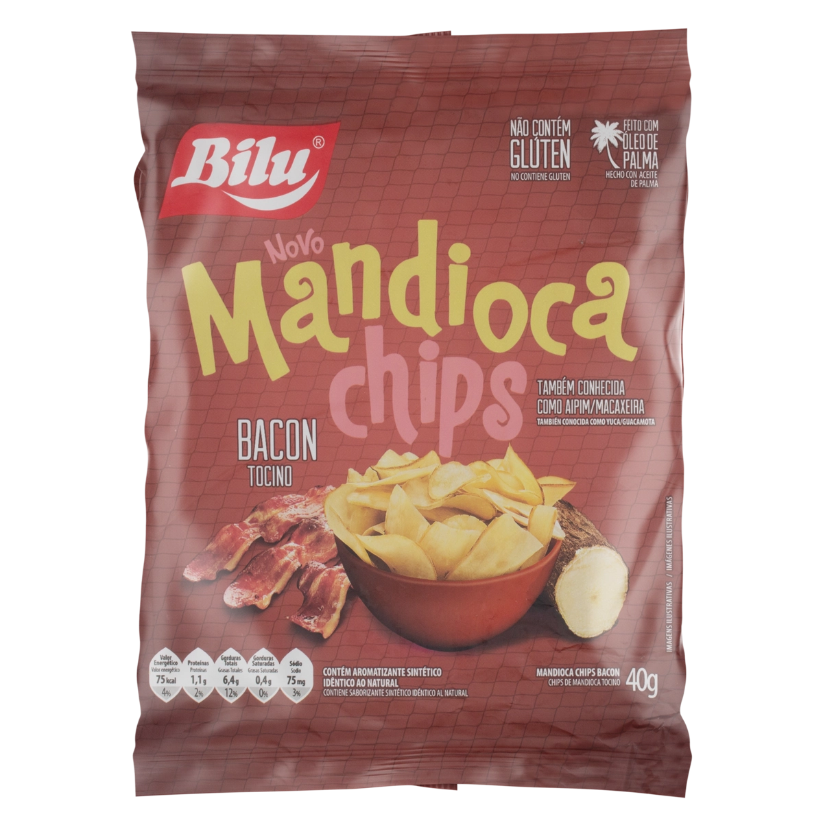 Chips De Mandioca Bacon Bilu Pacote 40g