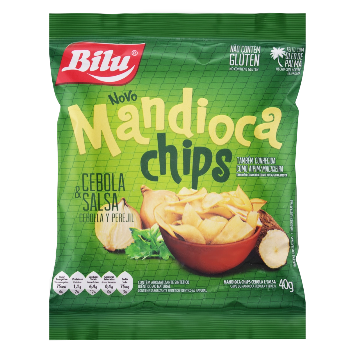 Chips De Mandioca Cebola Salsa Bilu Pacote 40g