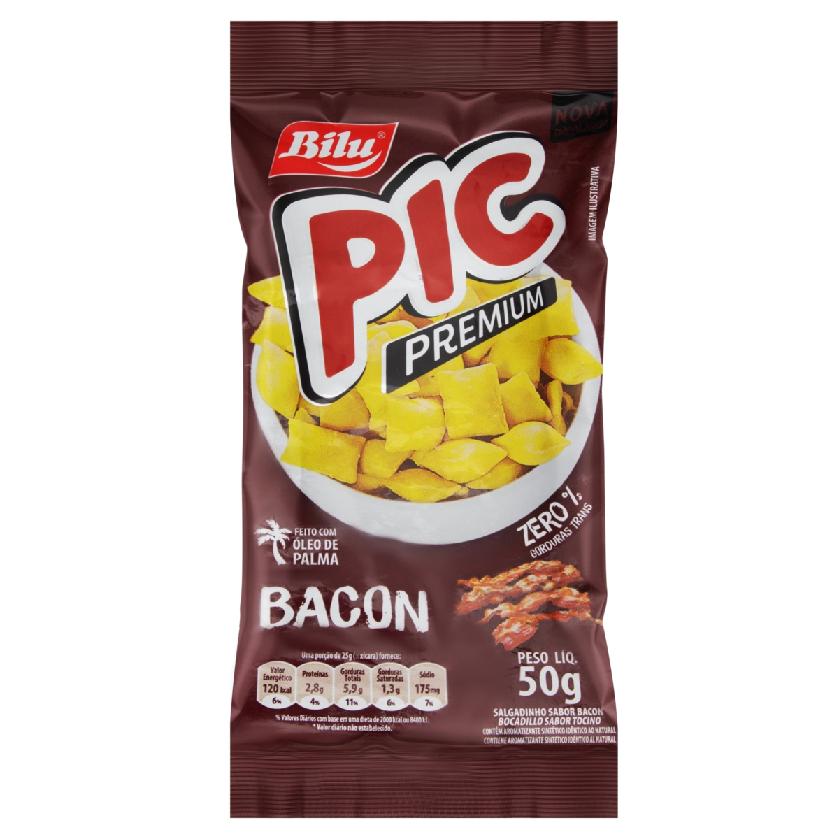 Salgadinho Bacon Bilu Pic Premium Pacote 50g