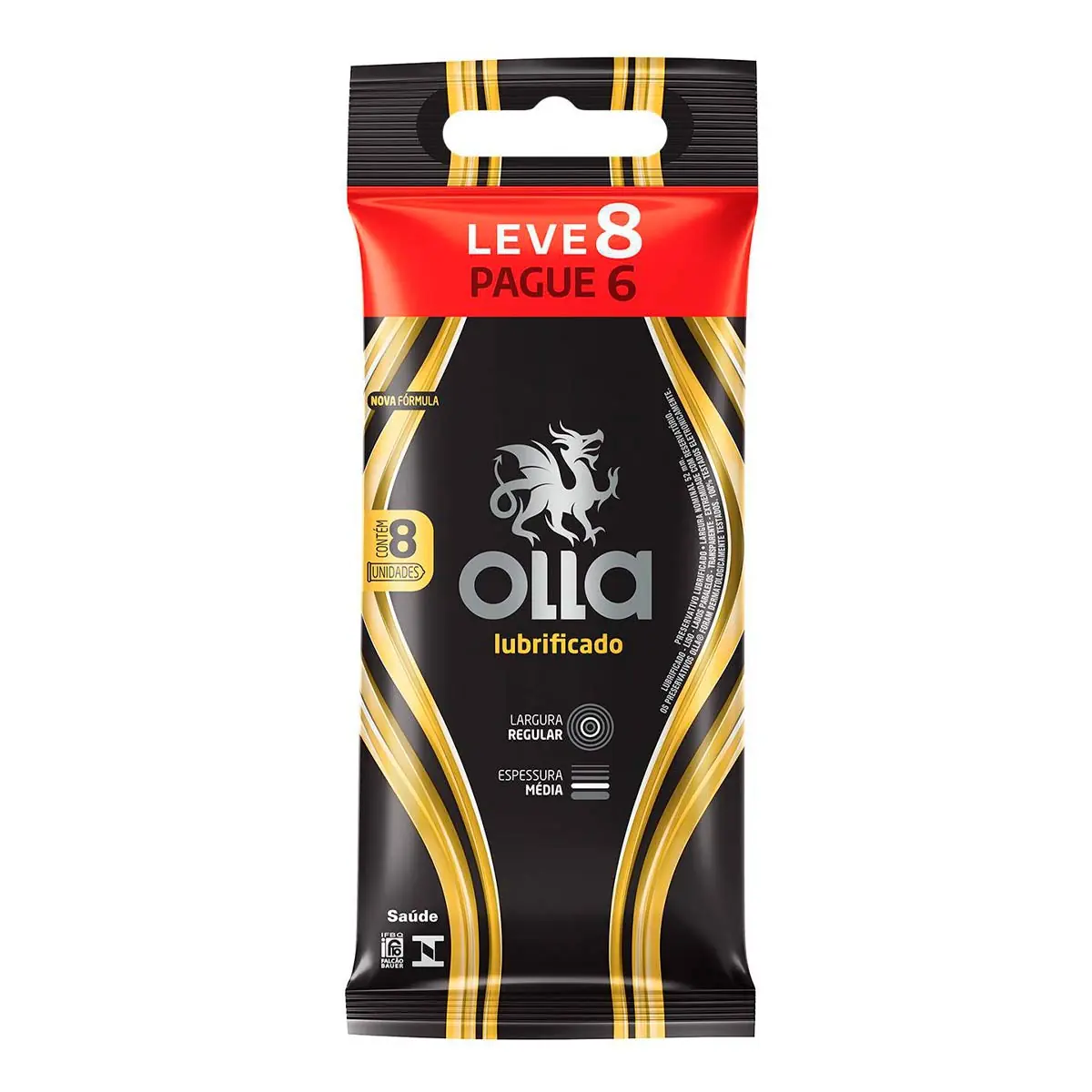 Preservativo Lubrificado OLLA Leve 8 Pague 6 Unidades