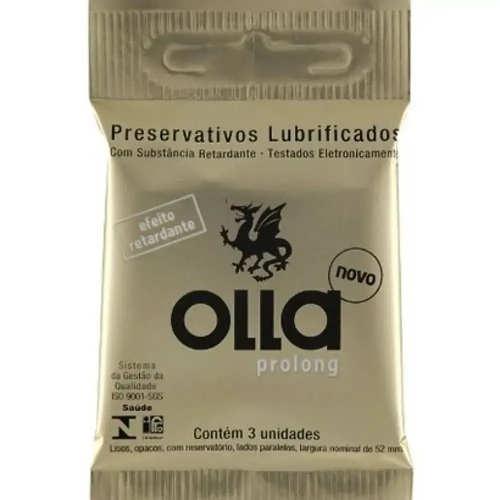 Preservativo Masculino Lubrificado Efeito Retardante Olla Pacote 3 Unidades