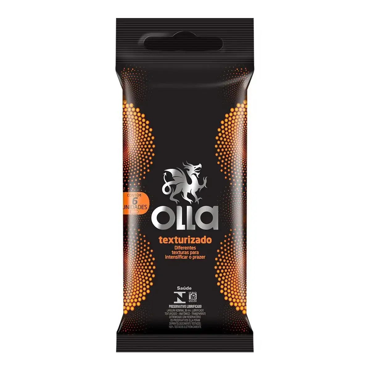 Preservativo Masculino Lubrificado Texturizado Olla Pacote 6 Unidades