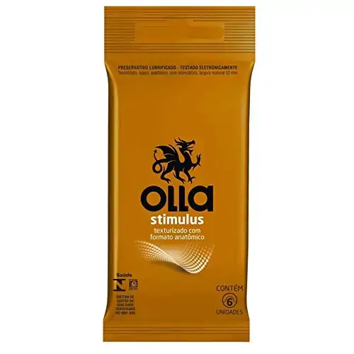 Preservativo Masculino Lubrificado Texturizado Olla Pacote 6 Unidades