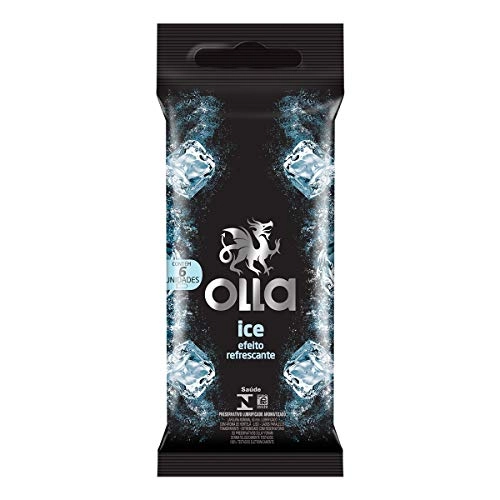 Preservativo Masculino Lubrificado Ice Flavorizado Olla Pacote 6 Unidades
