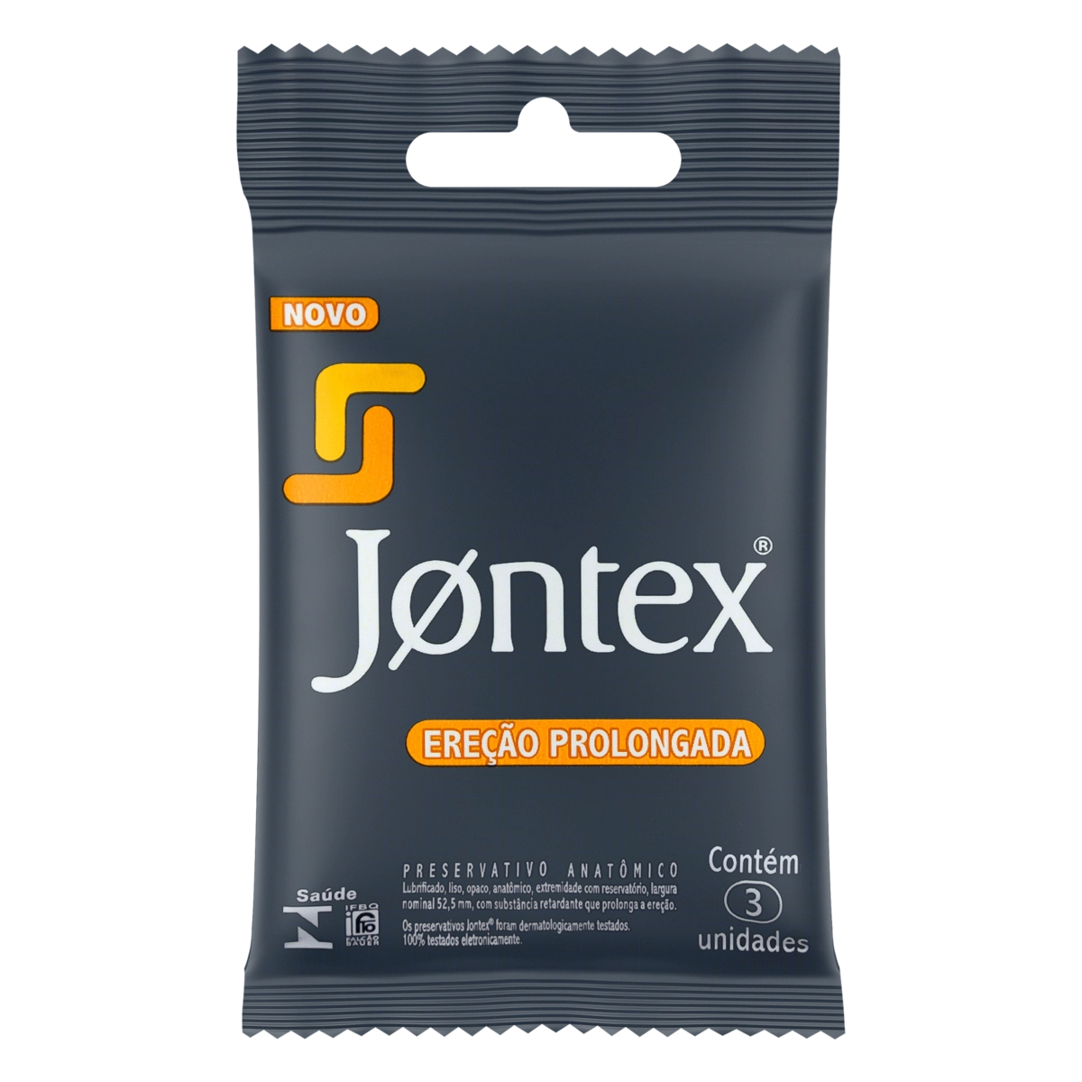 Preservativo Masculino Lubrificado Ereção Prolongada Jontex Pacote 3 Unidades