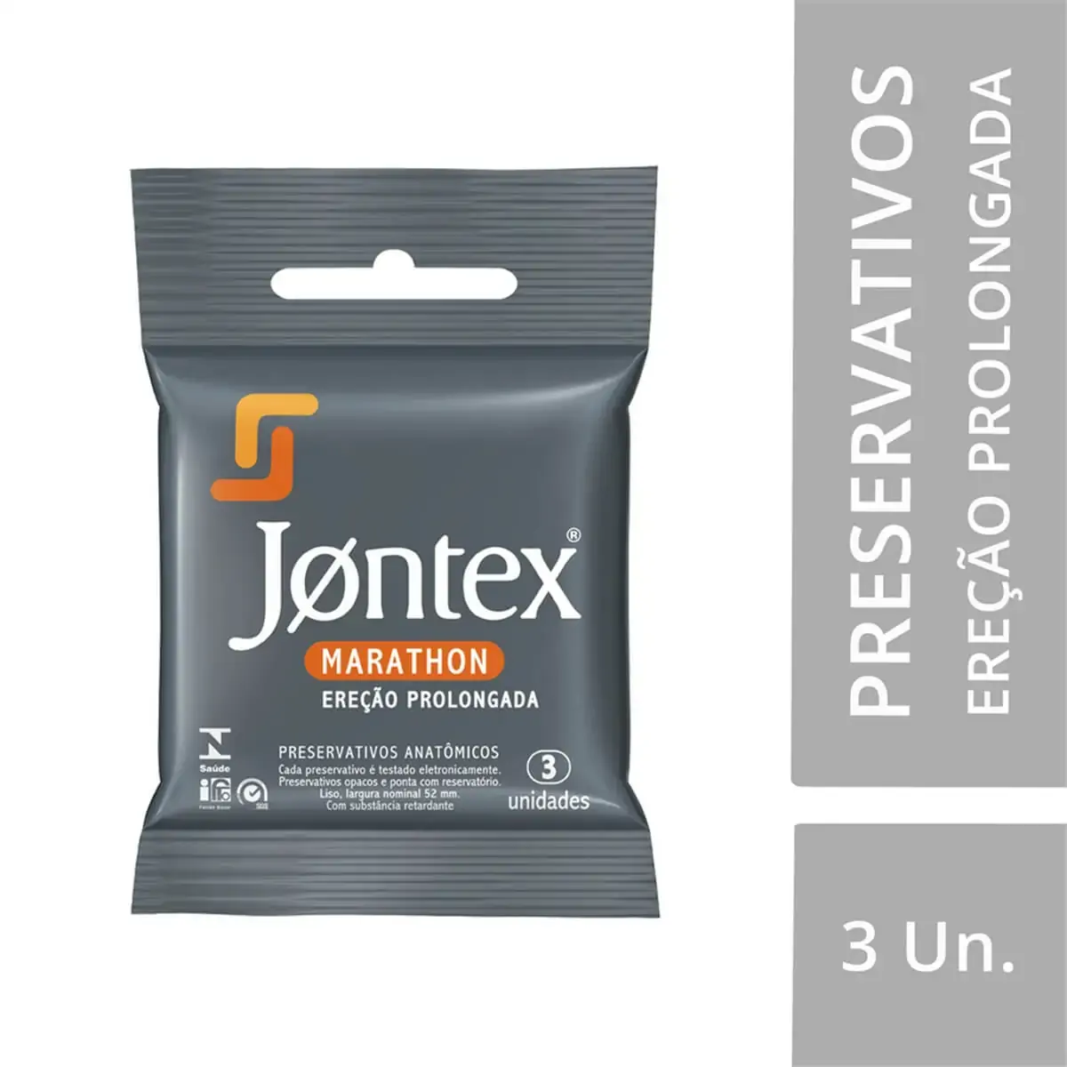 Preservativo Jontex Marathon Com 3 Unidades