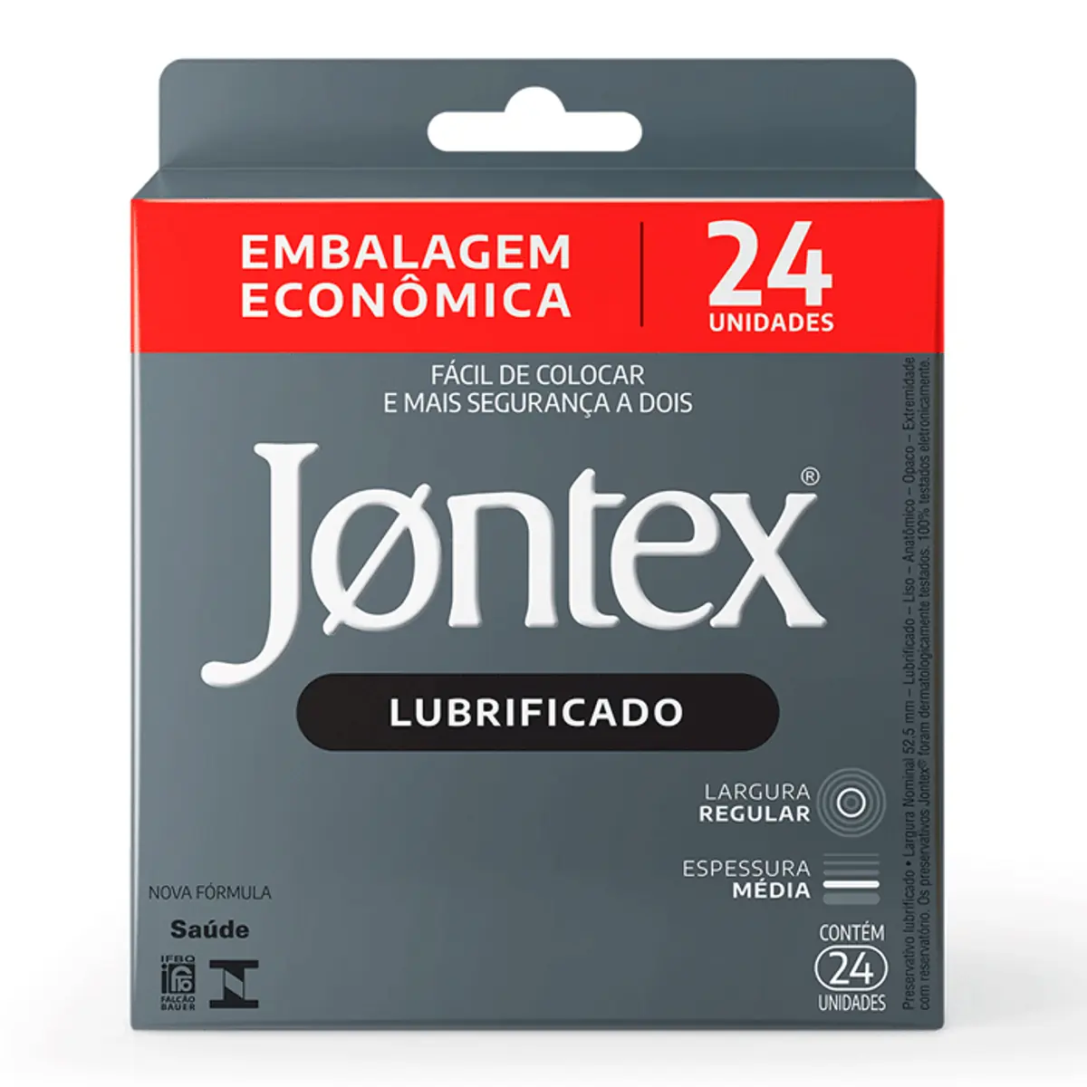 Pack Preservativo Masculino Lubrificado Jontex Caixa 24 Unidades Embalagem Econômica