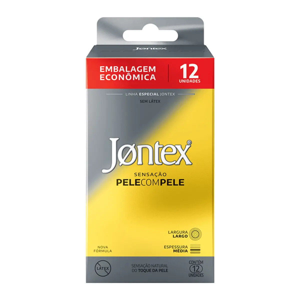 Preservativo Masculino Lubrificado Jontex Sensação Pele Com Pele Caixa 12 Unidades Embalagem Econômi