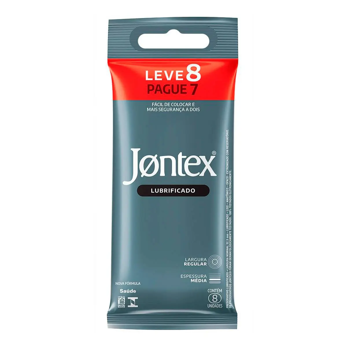 Preservativo Masculino Lubrificado Jontex Leve 8 Pague 7 Unidades
