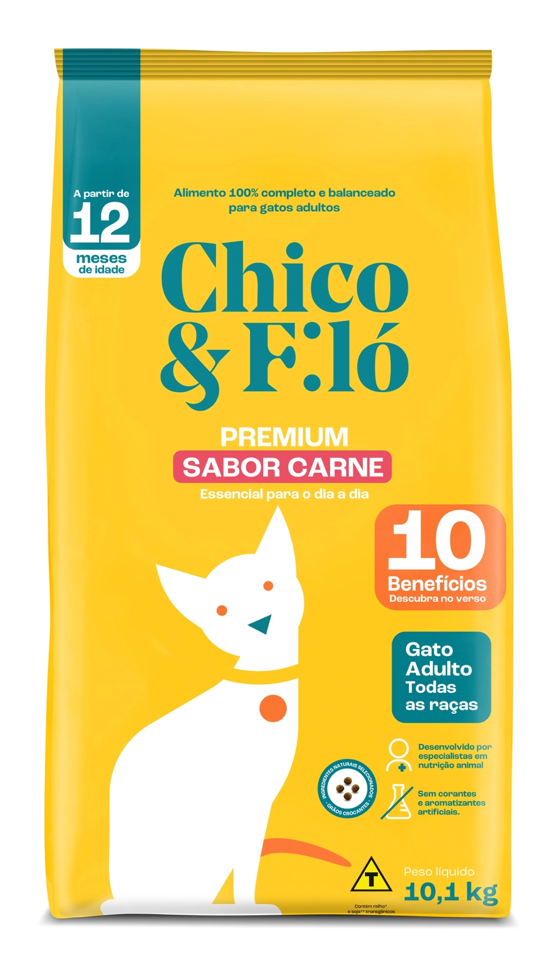 Alim Gatos Chico E Filo 10,1kg Adulto Carne