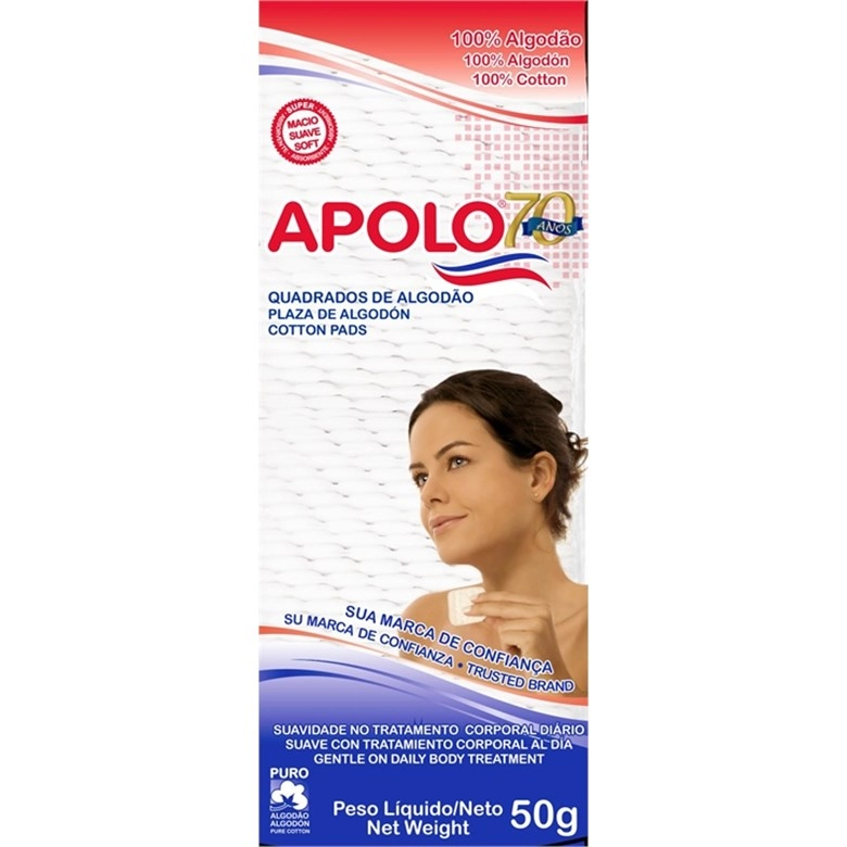 Algodão Apolo Quadrado Facial 50g