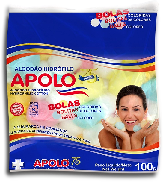 Algodão Em Bola Apolo 100g Colorida Unit