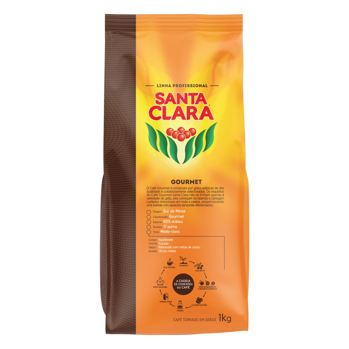 Café Torrado Em Grãos Santa Clara Gourmet Profissional Pacote 1kg