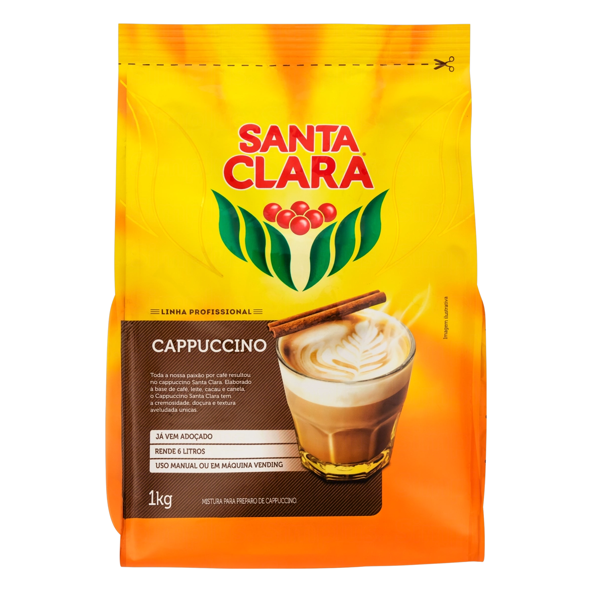 Cappuccino Solúvel Santa Clara Profissional Pacote 1kg