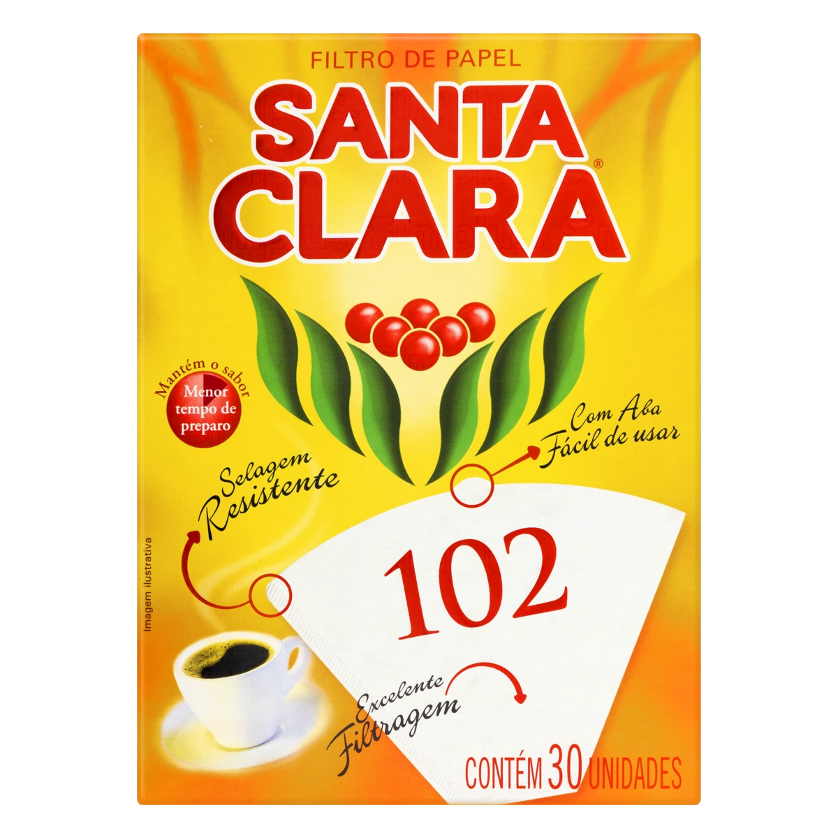 Filtro De Papel Santa Clara 102 Caixa 30 Unidades