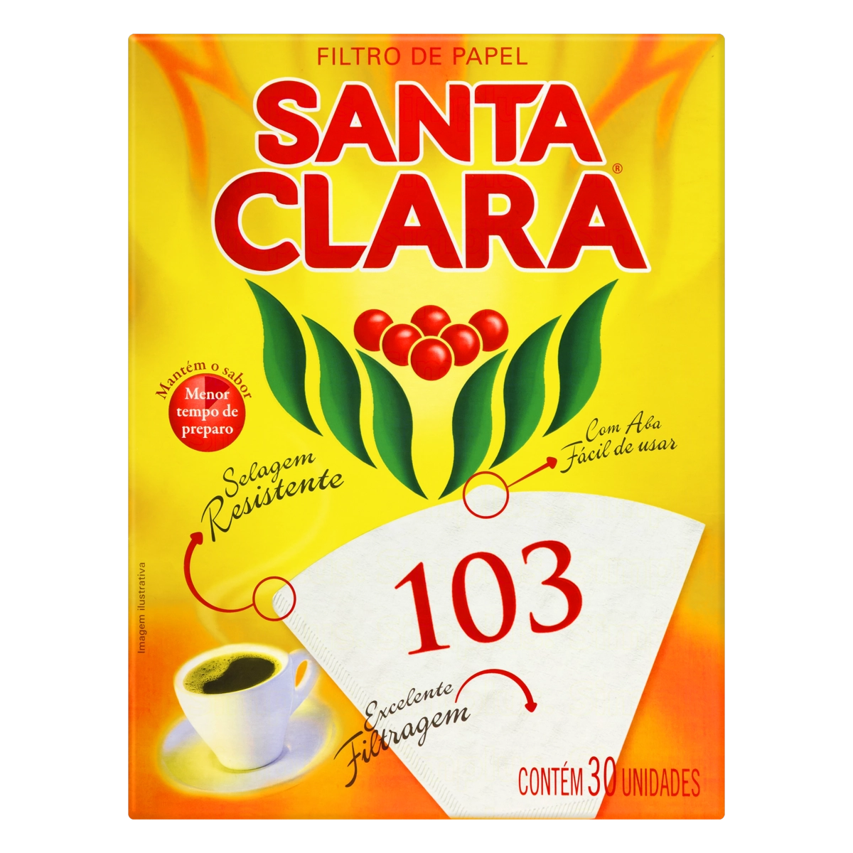 Filtro De Papel Santa Clara 103 Caixa 30 Unidades