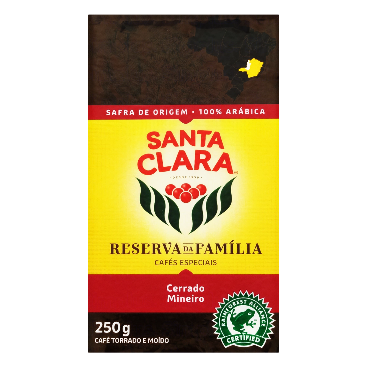 Café Torrado E Moído A Vácuo Cerrado Mineiro Santa Clara Reserva Da Família Pacote 250g