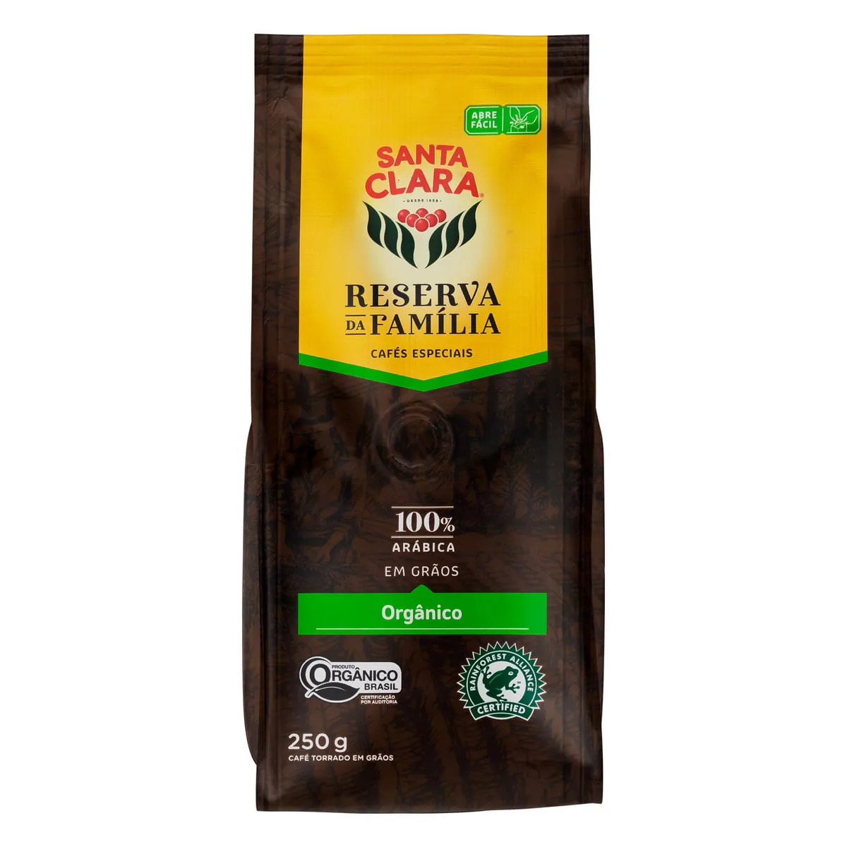 Café Torrado Em Grãos Orgânico Santa Clara Reserva Da Família Pacote 250g