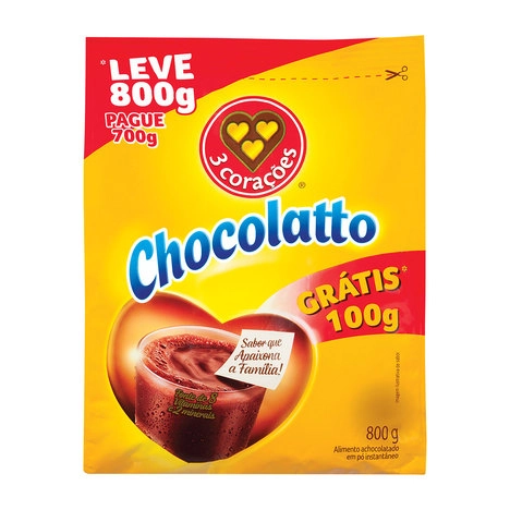 Achoc 3 Coracoes Chocolatto L800 P700g