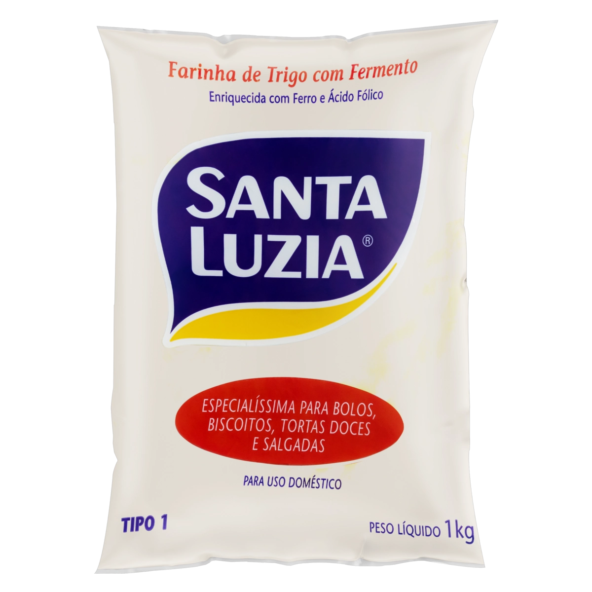 Farinha De Trigo Tipo 1 Com Fermento Santa Luzia Pacote 1kg