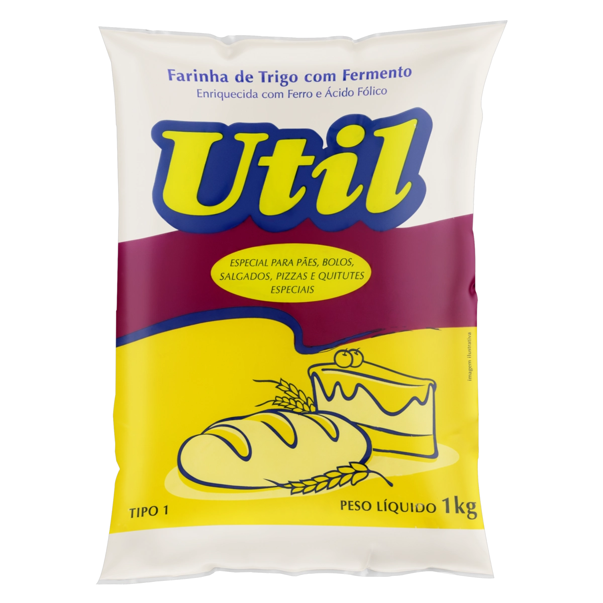 Farinha De Trigo Tipo 1 Com Fermento Util Pacote 1kg