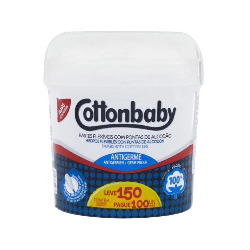 Hastes Flexíveis Cottonbaby Pote Leve 150 Pague 100 Unidades