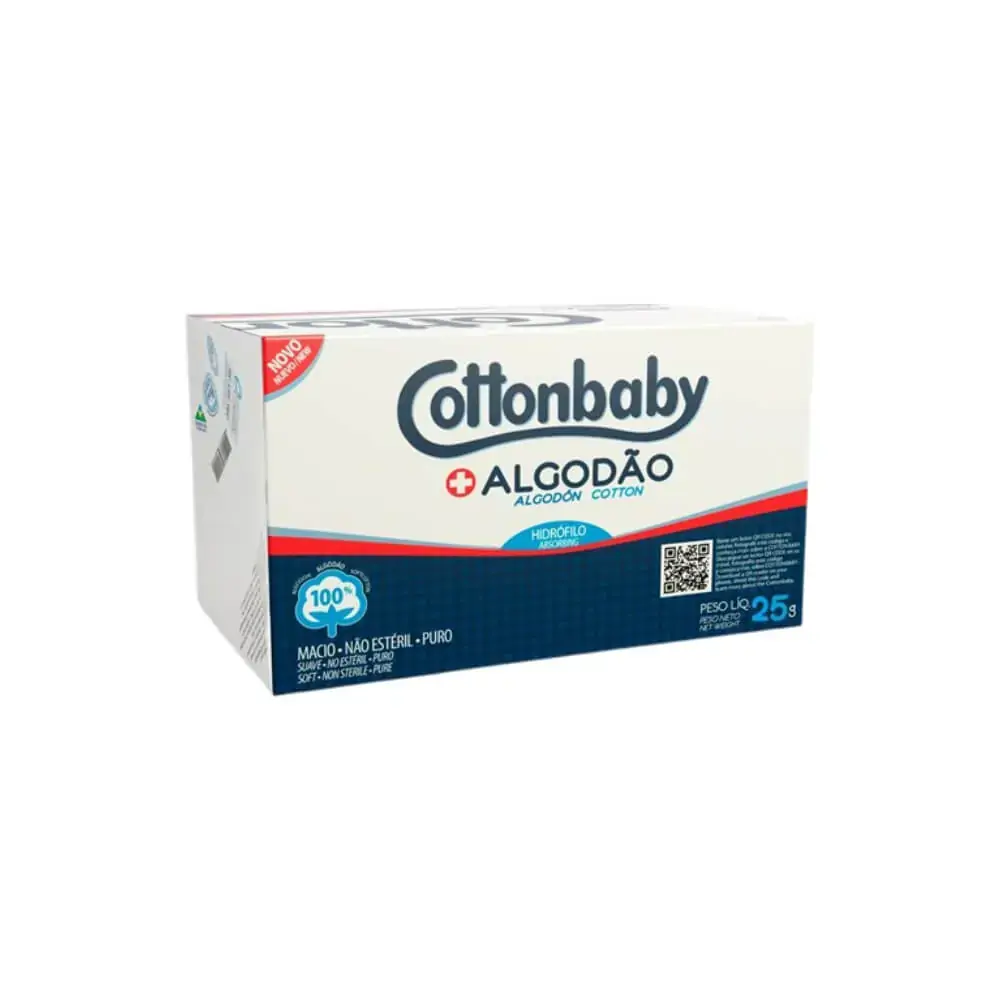Algodão Em Rolo Hidrófilo Cottonbaby Caixa 25g