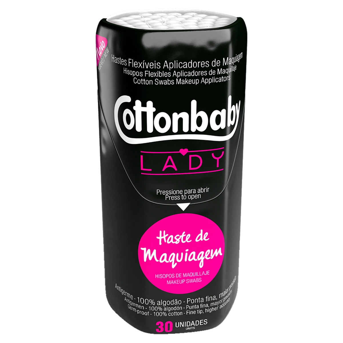 Hastes Flexíveis para Maquiagem Cottonbaby Lady Pote 30 Unidades
