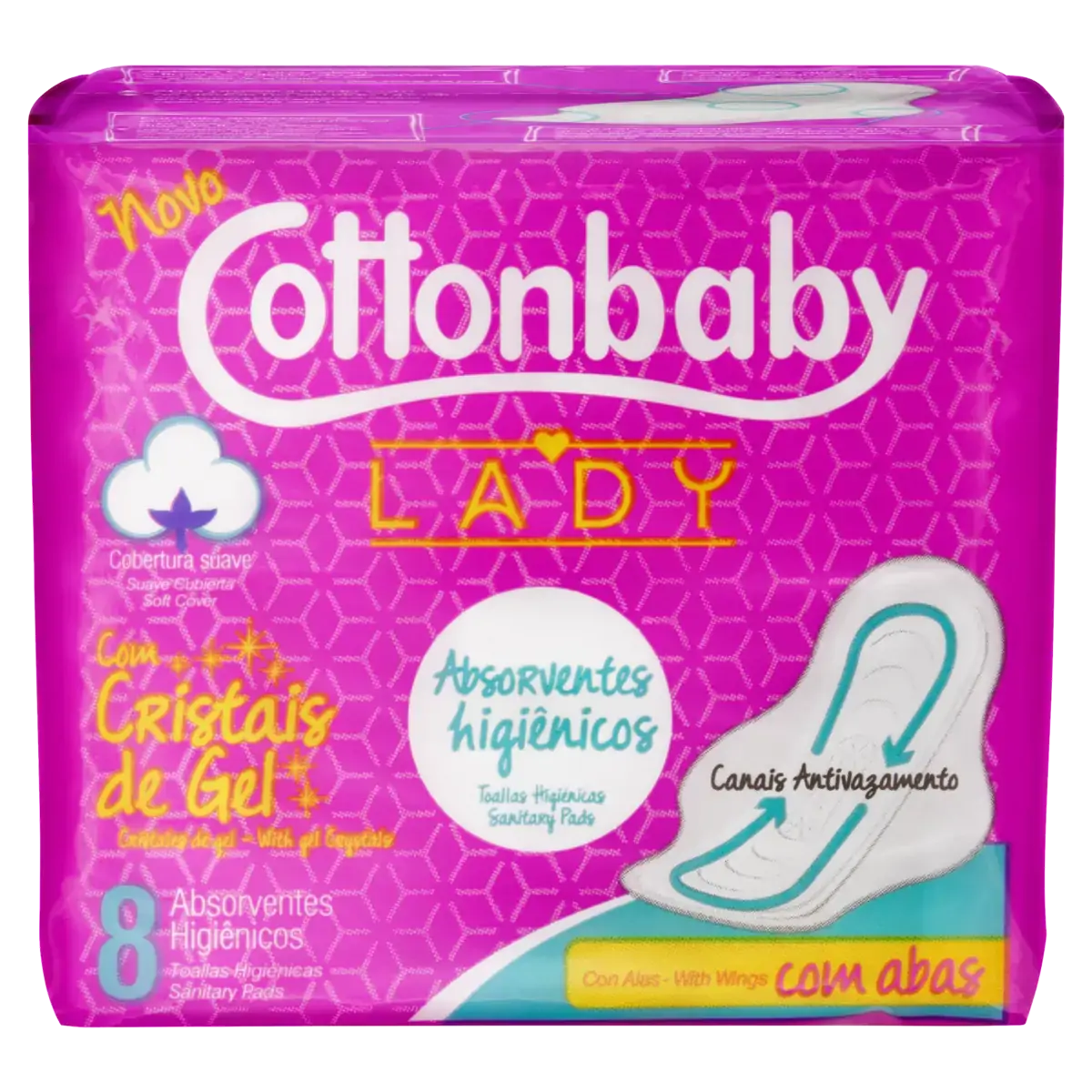 Absorvente Com Abas Proteção Completa Suave Cottonbaby Lady Pacote 8 Unidades