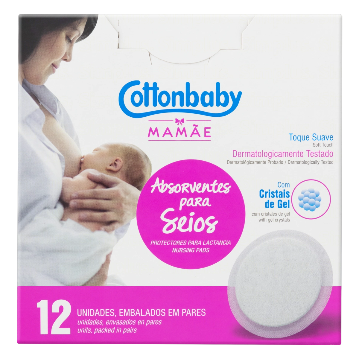 Absorvente Para Seios Cottonbaby Mamãe Caixa 12 Unidades
