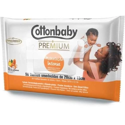 Toalha Umedecida Hidratação Intensa Cottonbaby Pacote 50 Unidades