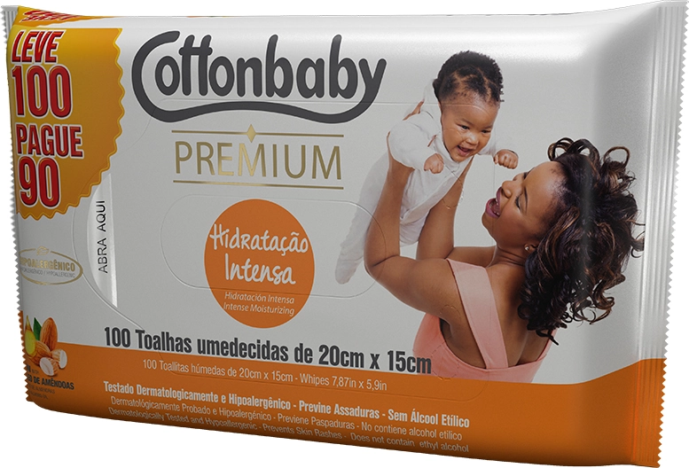Toalha Umedecida Hidratação Intensa Cottonbaby Pacote 100 Unidades
