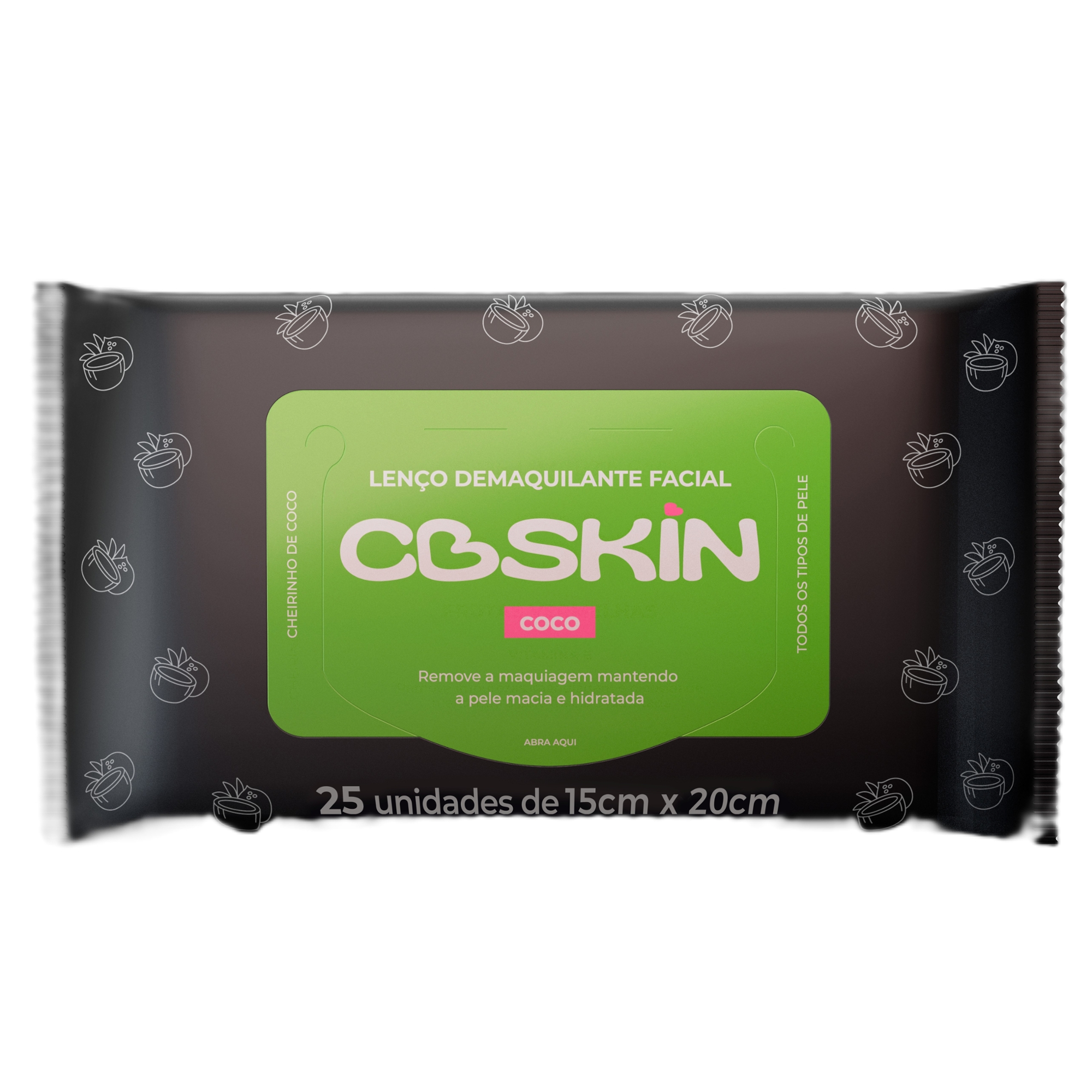 Lenço Umedecido Demaquilante Facial Coco Cbskin Pacote 25 Unidades