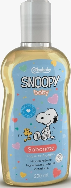 Sabonete Líquido Toque De Algodão Snoopy Baby Cottonbaby Frasco 200ml