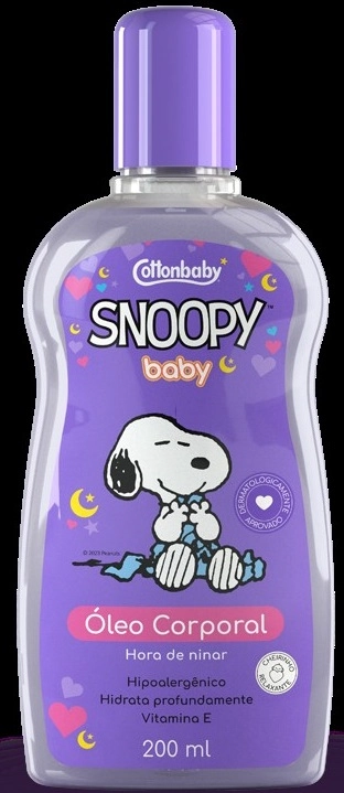 óleo Corporal Hora De Ninar Snoopy Baby Cottonbaby Frasco 200ml