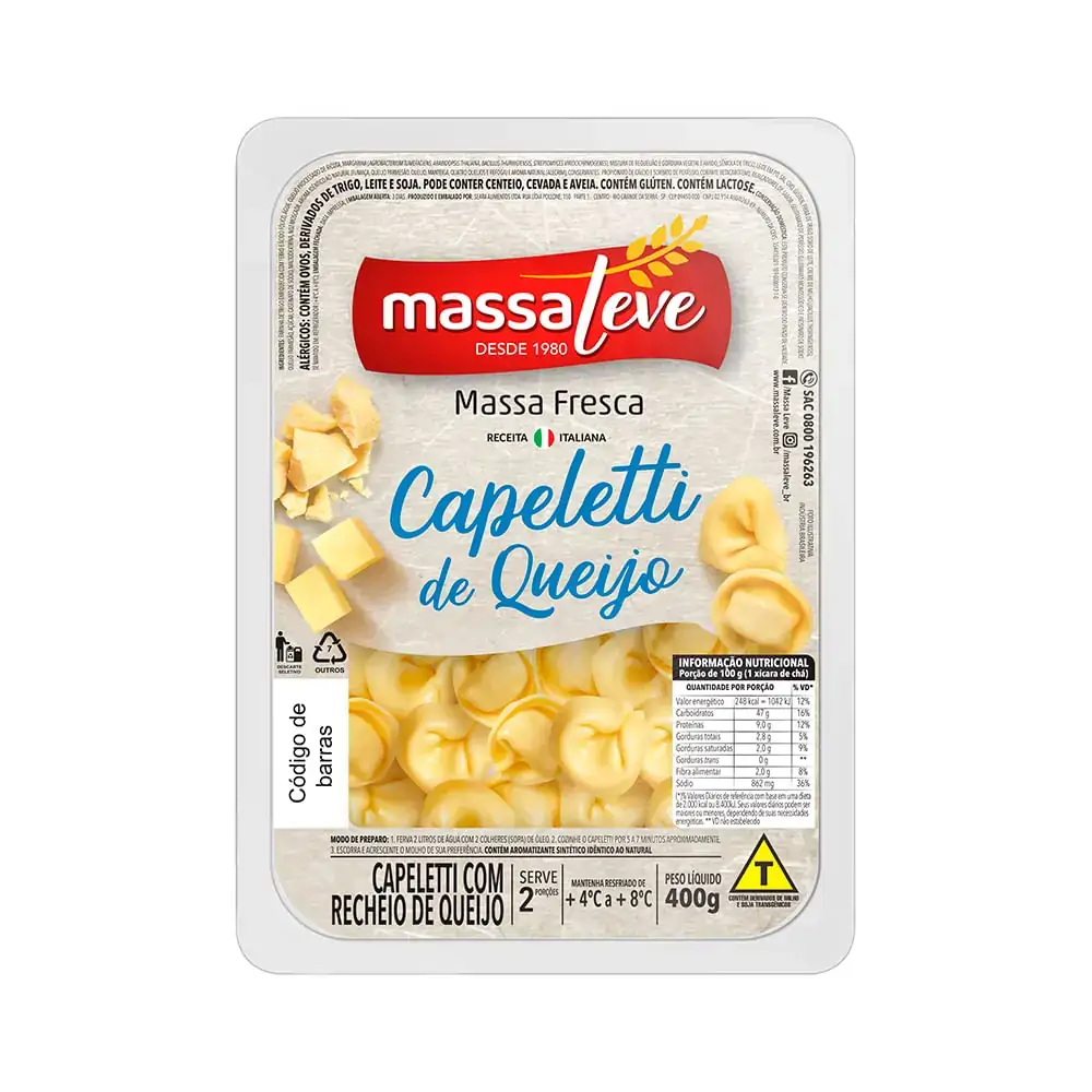 Capeletti De Queijo Massa Leve